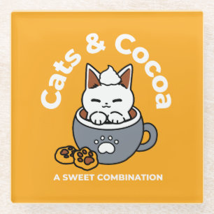 Tasse-Design für Ferien mit gemütlichen Cat- und P Glasuntersetzer