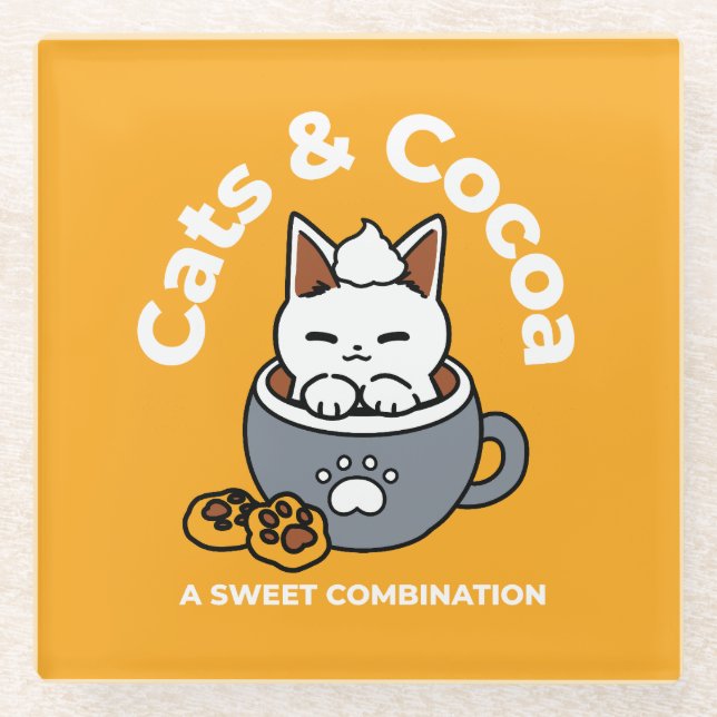 Tasse-Design für Ferien mit gemütlichen Cat- und P Glasuntersetzer (Vorderseite)