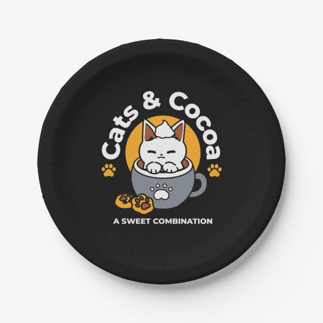 Tasse-Design für Ferien mit gemütlichen Cat- und P Pappteller (Vorderseite)