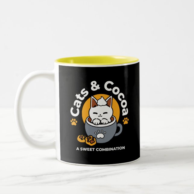 Tasse-Design für Ferien mit gemütlichen Cat- und P Zweifarbige Tasse (Links)