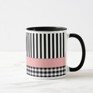 Tasse Design Motif noir rayé blanc