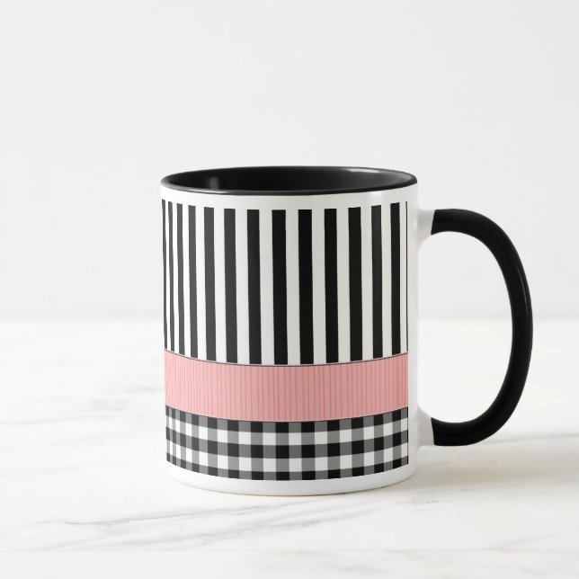 Tasse Design Motif noir rayé blanc (Droite)
