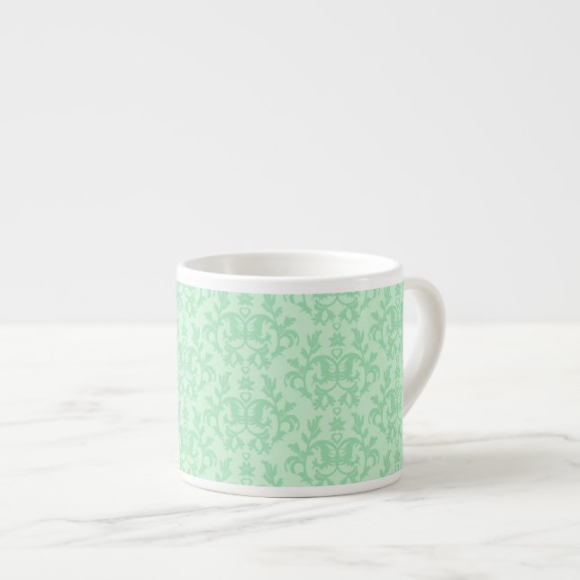 Tasse d'espresso vert menthe Damask (Devant droit)