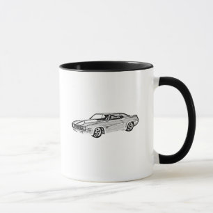 Tasse Dessin au crayon de Camaro Z28 noir et blanc 1969