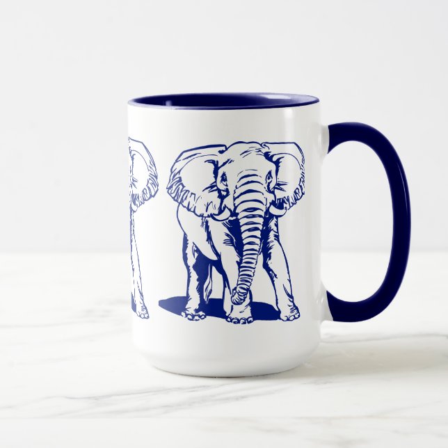 Tasse Dessin de la ligne bleue Eléphant de la Marine (Droite)