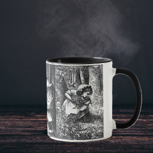 Tasse Dessins vintage du Petit Chaperon Rouge en noir et