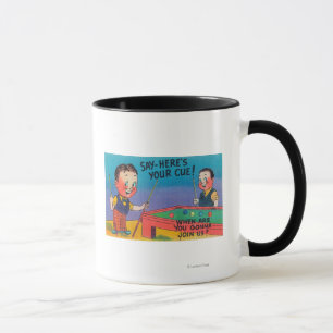 Tasse Deux hommes de bande dessinée jouent la piscine,