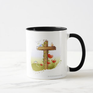 Tasse Deux oiseaux étant perché sur une croix