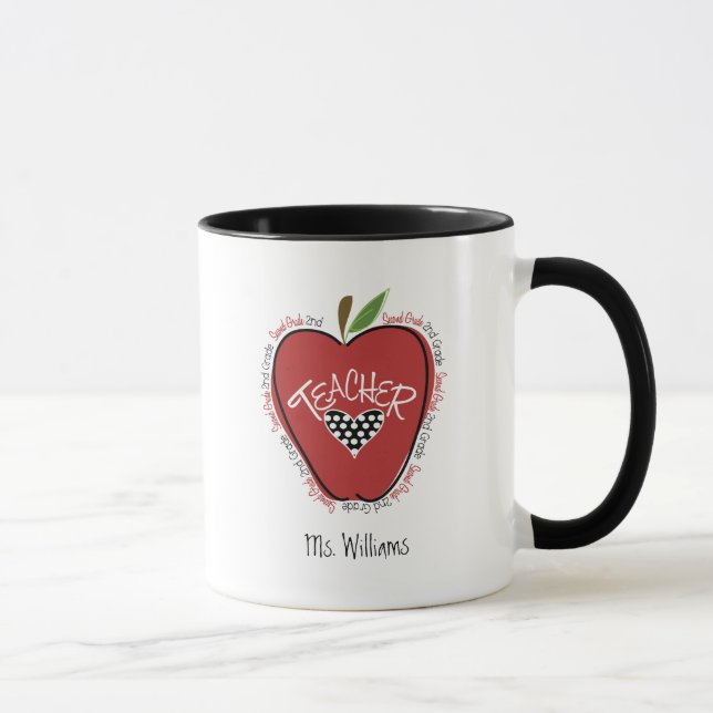 Tasse Deuxième rouge Apple de professeur de catégorie (Droite)