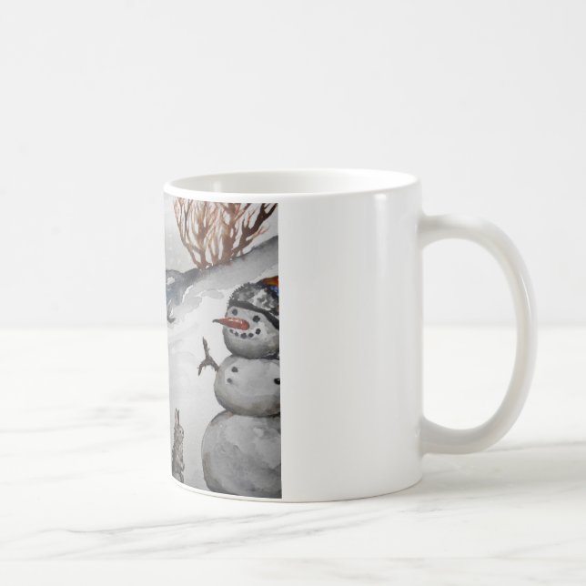 Tasse d'hiver de lapin et de bonhomme de neige (Droite)