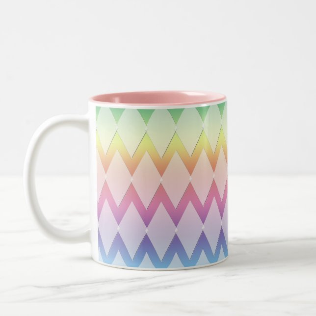 Tasse - Diamantmuster auf Regenbogenfarben (Links)