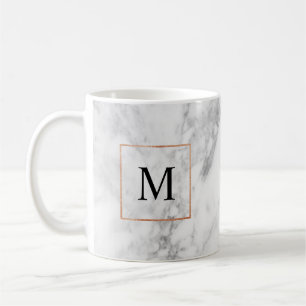 Tasse d'initiale de monogramme de marbre et de
