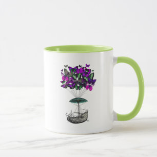 Tasse Dirigeable 2 de papillon pourpre et vert