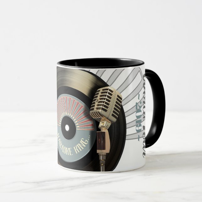 Tasse Disque vinyle drôle du Roi Retro de karaoke (Devant droit)