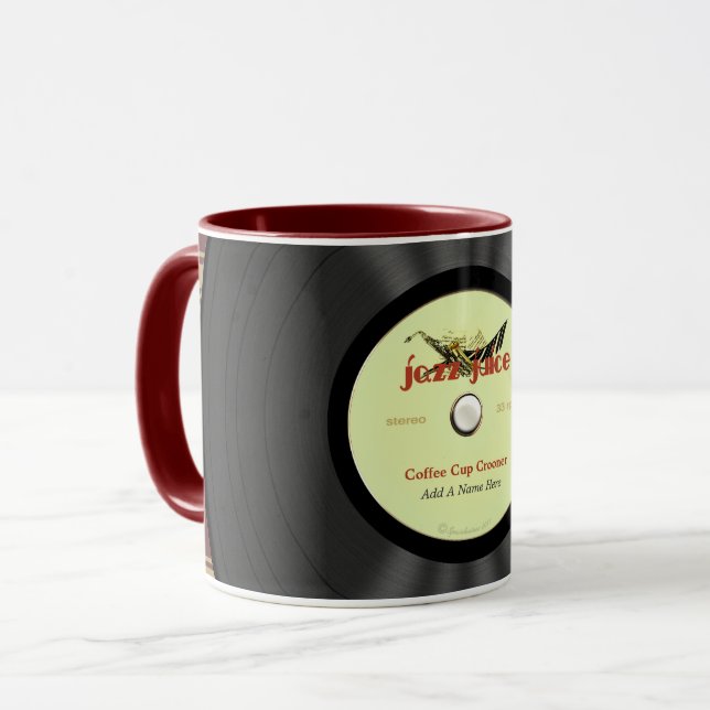 Tasse Disque vinyle personnalisé de jazz (Devant gauche)