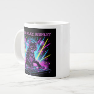 Tasse DJ Chat Paws Play Repeat Cadeau Drôle pour