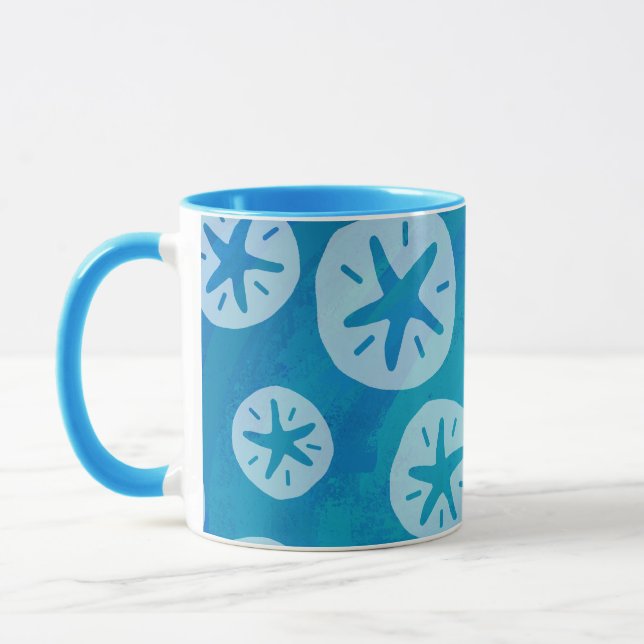 Tasse Dollar de sable blanc et Motif bleu (Gauche)