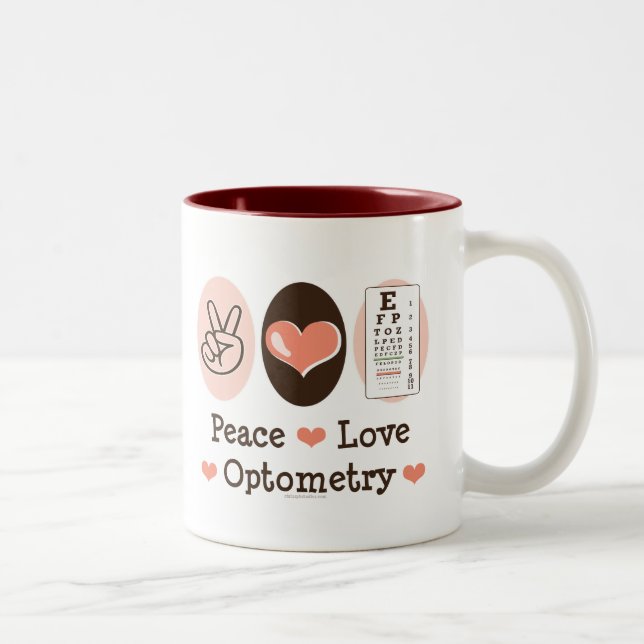 Tasse d'optométrie d'amour de paix (Droit)