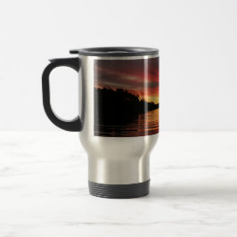 Tasse d'or de voyage de coucher du soleil