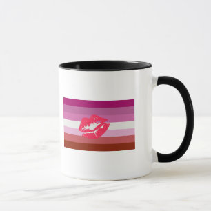 Tasse Drapeau de fierté lesbienne au rouge à lèvres