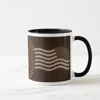 Tasse Drapeau USA aspect cuir foncé