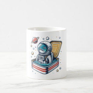 Tasse drôle d'astronaute sardine rétro