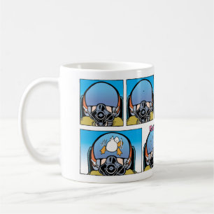 Tasse drôle de bande dessinée de pilote d'avion 