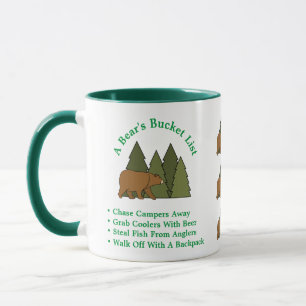 Tasse drôle de camping de liste du seau d'un ours