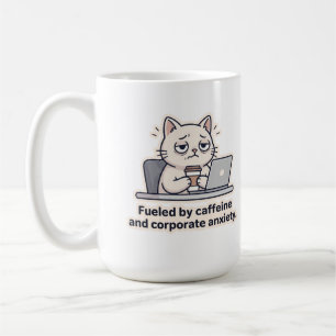 Tasse drôle de chat caféiné pour l'épuisement prof
