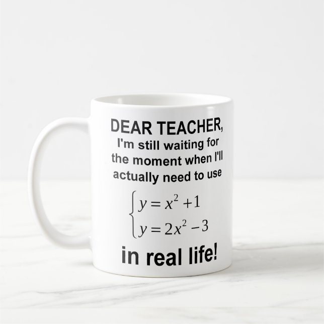 Tasse drôle de chères de professeur maths de vie (Gauche)