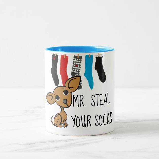 Tasse drôle de M. Steal Your Socks Chihuahua (Centre)