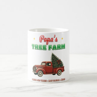 Tasse du camion de Noël rétro de la ferme d'arbres