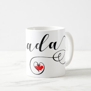 Tasse du Canada de coeur, drapeau canadien