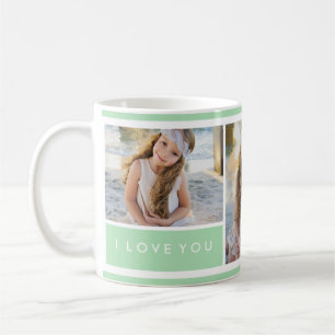Tasse du collage de photo de menthe je t'aime