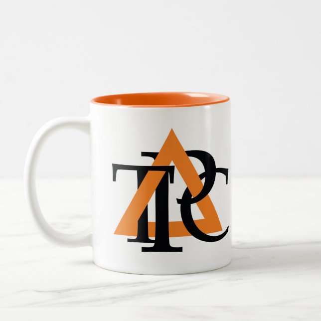 Tasse du logo Triangle double face, orange à l'int (Gauche)