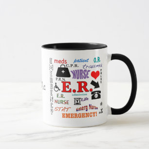 Tasse E.R. Nuage Infirmière-Coloré de mot