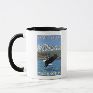 Tasse Eagle chauve plongeant - vallée de Skagit,