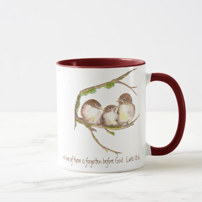 Tasse Écriture, Pas un oublié, mignon Bruant d'oiseaux (Droite)