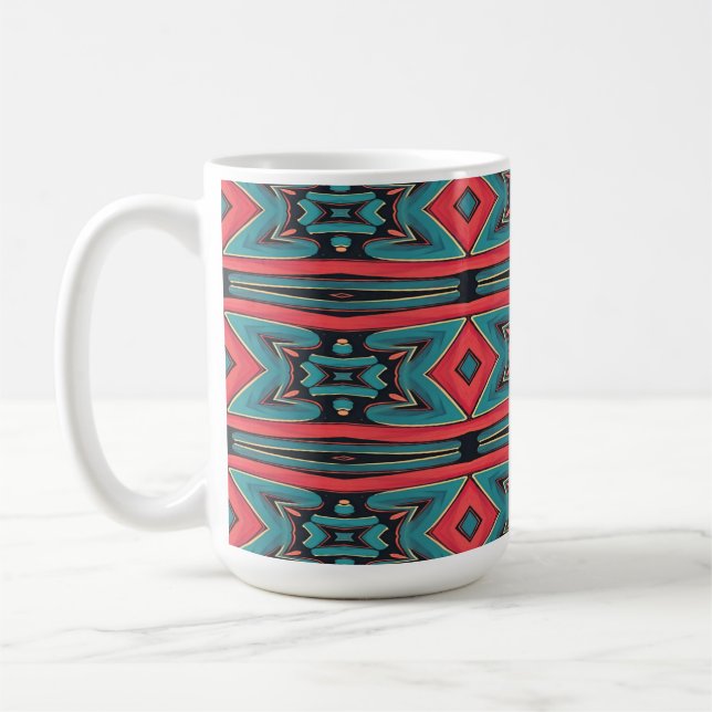 Tasse, Ein lebendiges, mehrfarbiges, nahtloses Mus Kaffeetasse (Links)