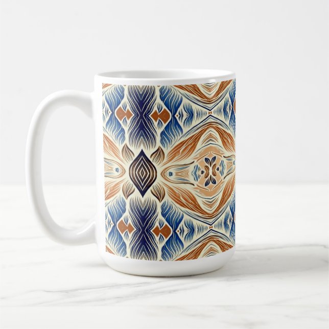 Tasse, Ein lebendiges, mehrfarbiges, nahtloses Mus Kaffeetasse (Links)