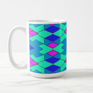 Tasse, Ein lebendiges, vielfarbiges geometrisches  Kaffeetasse