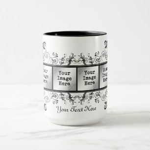 Tasse Élégant cadre noir fleuri 6 photos