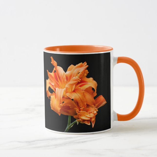 Tasse Élégant floral double orange diurne (Droite)