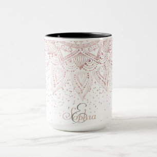 Tasse Elégant Rose Gold Dots Mandala