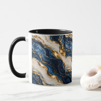 Tasse élégante de luxe bleu et or à deux tons effe
