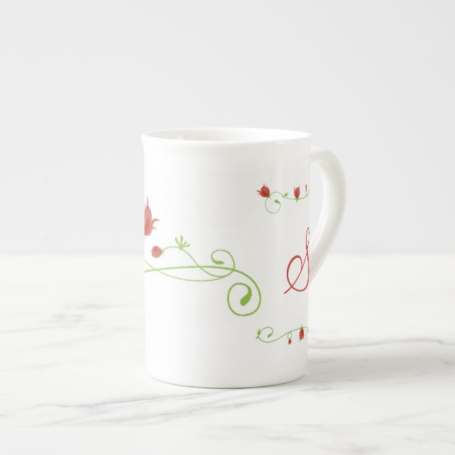 Tasse élégante de porcelaine tendre de monogramme (Devant droit)
