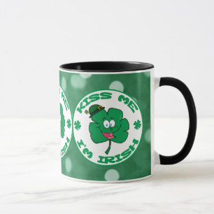Tasse Embrasse-moi Je suis Irlandais Clover Face Green B