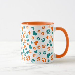 Tasse empreinte de patte orange et sarcelle vibran