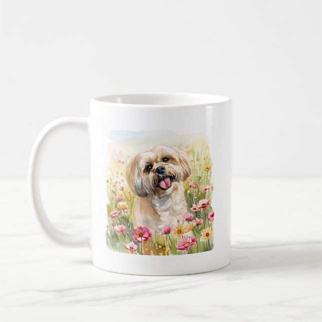 Tasse en aquarelle Lhassa Apso (Gauche)