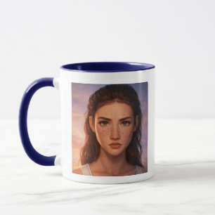 Tasse en art numérique Fille constellée de taches